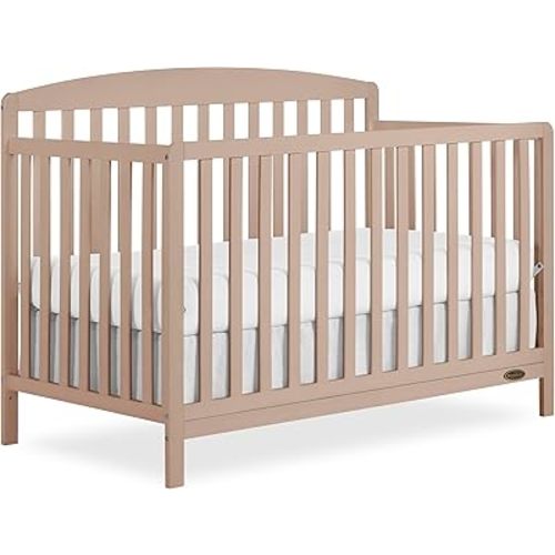 Dream On Me Odelle 5-in-1 Convertible Full-Size Baby Crib in Almond Butter, GreenGuard Gold & JPMA Converts to Toddler, Day & Full-Size Bed, Sustainable Pinewood, 3 Mattress Heights