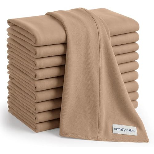 Comfy Cubs Baby Burp Cloths Set (Pack of 10) - Large, 6-Layer, Ultra Absorbent 100% Cotton for Infant Spit-Up, Drool, and Messes - Soft, Gentle, Thoughtful New Born Baby Gifts, Cedar