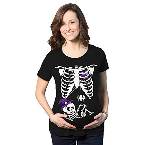 Maternity Skeleton Baby Monster Pumpkin T Shirts Funny Cute Pregnancy Halloween Tees