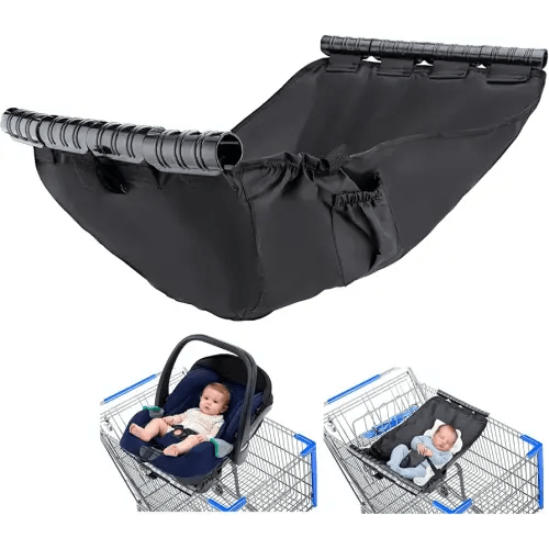 Shopping Cart Hammock, Hammock for Wagon Stroller, Holds Car Seats Securely, for Sleeping in Car Seat While Parents Shop, Easy Attach and Take Off, with Adjustable Straps for Security, Black