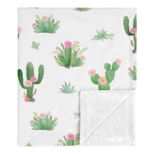 Sweet Jojo Designs Girl Baby Security Blanket Cactus Floral Pink and Green