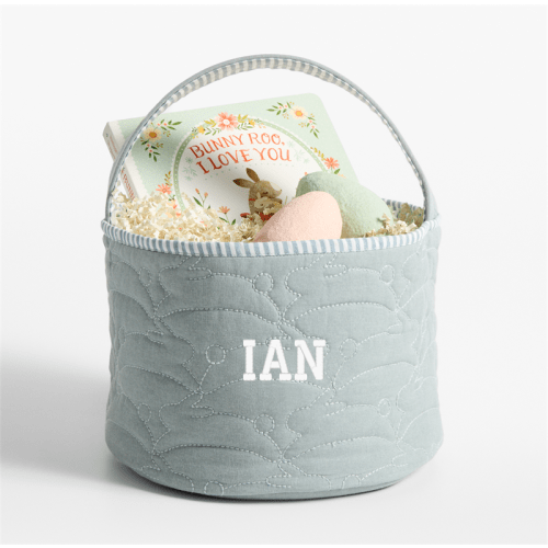 Personalized Quilted Blue Bunny Kids Easter Basket