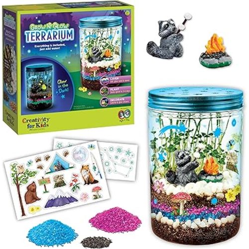 Creativity for Kids Grow 'N Glow Terrarium Kit - Educational Science Kits| Holiday Stocking Stuffers for Kids Gifts for Boys and Girls| Craft and STEM Projects (Ages 6+)