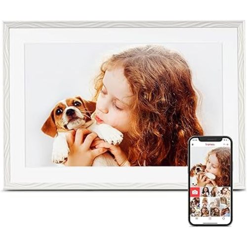 Digital Picture Frame, 10.1 inch Frameo Digital Frame WiFi, 1280 * 800 IPS HD Touchscreen, 32GB Storage, Instant Share Photo Video, Gifts for Mom, House Warming
