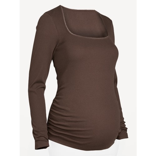 Maternity Long-Sleeve Trapeze-Neck T-Shirt