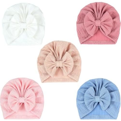 Baby Girls Hats Turban Hat for Infant Cap Hats with Bow Knot Soft Nursery Beanie