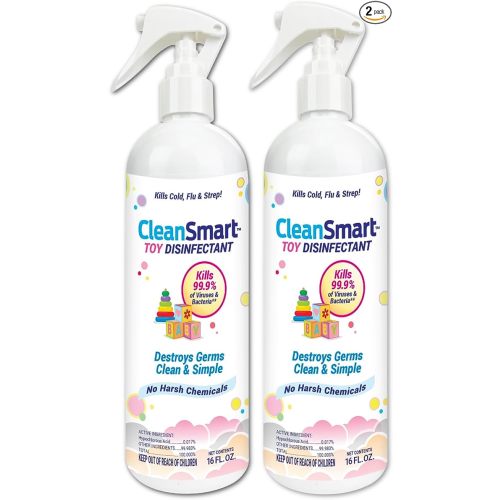 CleanSmart Toy Disinfectant Spray Kills 99.9% of Viruses and Bacteria, Rinse Free, 16 oz Bottle, (Pack of 2)