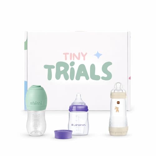 Stage 2 Flow Baby Bottle Variety Pack for Breast-to-Bottle Transition Anti-Colic Bottles Featuring Shimi, MAM & Lansinoh Try It Discovery Box 36+ Months, BPA-Free, Silicone
