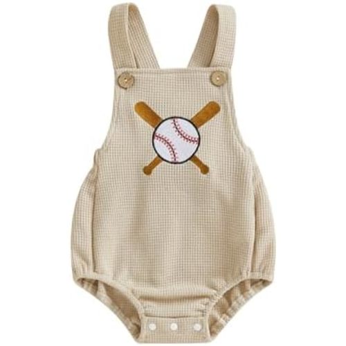 Newborn Infant Baby Boy Summer Outfits Sleeveless Strap Romper Waffle Bodysuit One Piece Golf Onesie Clothes