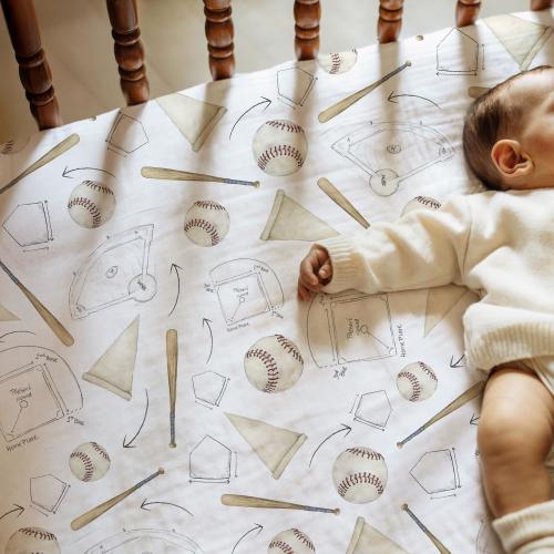 Baseball Crib Sheet Name Boy Vintage Sport Nursery Decor Watercolor Baseball Nursery Boy Crib Bedding Personalized Crib Sheet Newborn Gift