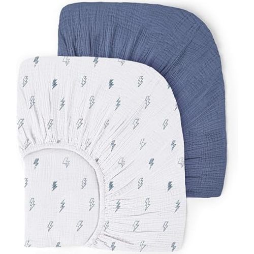 lulumoon Muslin Crib Sheets for Baby: 52x28 Fit for Standard Crib Mattress