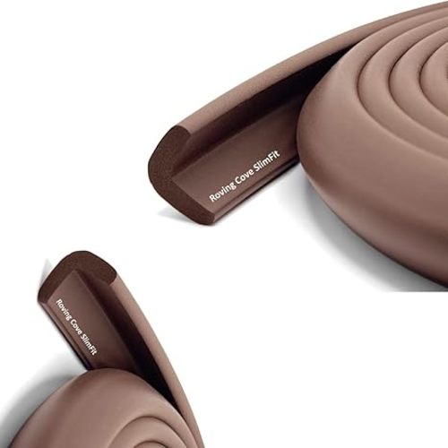 Roving Cove HeftyFit Edge Protector for Baby Proofing (9ft Large Edge Only), Heavy-Duty Soft Rubber Foam Furniture Edge Bumper Guards, Desk Edge Cushion, Wall Corner Covers, 3M Adhesive, Coffee Brown