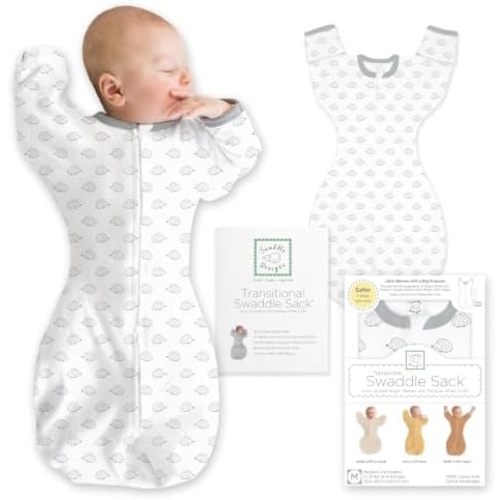 SwaddleDesigns Transitional Swaddle Sack, Arms Up Half-Length Sleeve Mitten Cuff, Most Gradual Transition Swaddle for Newborn