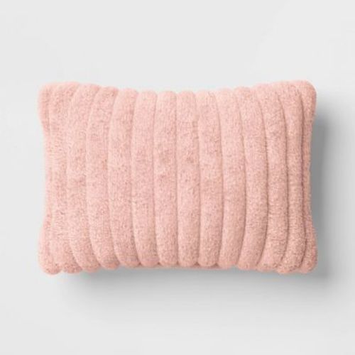 Channeled Faux Fur Lumbar Throw Pillow - Room Essentials™