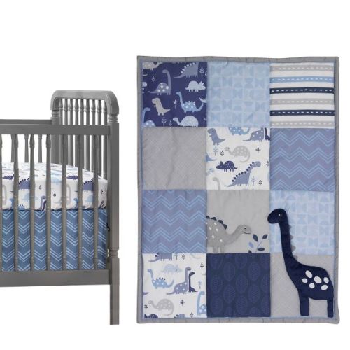 Bedtime Originals Roar Crib Bedding Set by Lambs & Ivy - 3pc: Midweight Fabric, Quilt With Embroidered Details