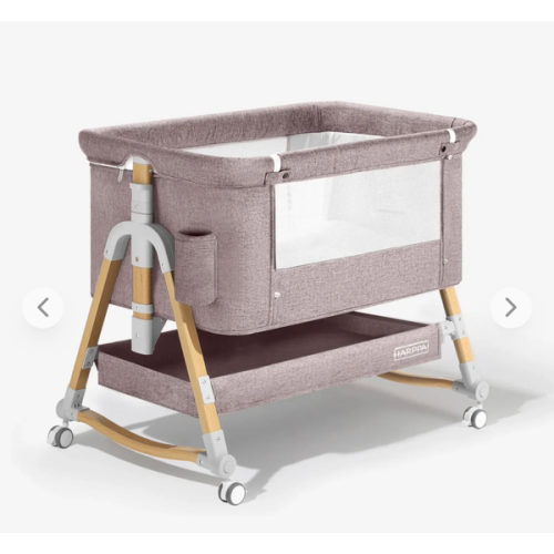 Harppa Cuddly 3-in-1 Baby Bassinet & Bedside Sleeper, Rocking Newborn Bed with Wheels & Mosquito Net