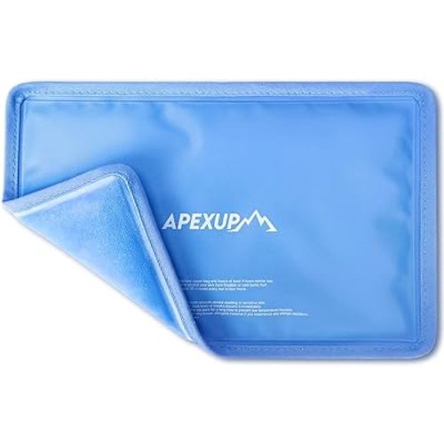 APEXUP Gel Ice Packs for Injuries Reusable, Flexible Double Sided Cold Packs for Injuries, Ice Pack for Knee, Shoulder, Back, Hip, Leg, Arm (Blue, 11"x7.1", 1PK)