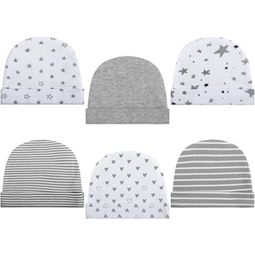 Newcotte 6 Pcs Preemie Baby Hats Cotton Preemie Caps Warm Newborn Beanie Premature Hat for Nicu Premature Baby Boy Girl