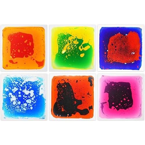 Gift Boutique Sensory Floor Tiles 6 Square Liquid Mat Colorful 12 Inches by 12 Inches for Kids Play Activity Mats Toddler Classroom with Anti Slip Backing