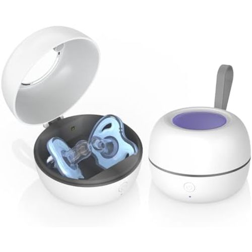 Portable Pacifier Sanitizer, UV Light Sanitizer Box, 99.99% Cleaned in 3 Minutes, 90 Disinfection Cycles, USB Rechargeable, Baby Pacifier Sanitizer On the Go (Large White)