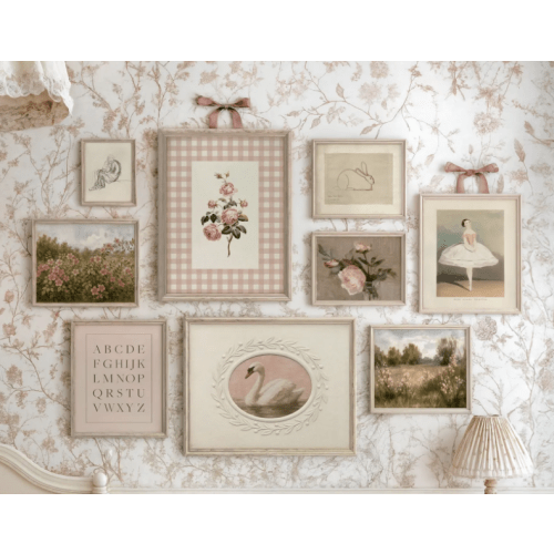 Pink Nursery Art Set: Vintage-Inspired Girls Room Decor (Digital Download)