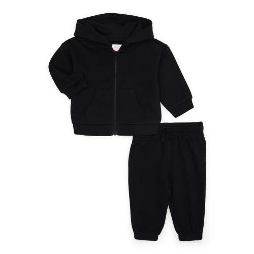 Wonder Nation Baby Unisex Fleece Zip Hoodie and Joggers Set, 2-Piece, Sizes Newborn-18 Months