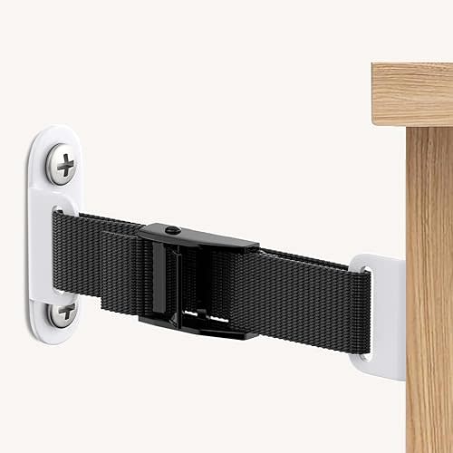 Furniture Anchors(2 Sets)for Baby Proofing Removable Anti Tip Furniture Anchors Adjustable Furniture Wall Anchor Earthquake Straps for Furniture for Child & Pet Protection (White)