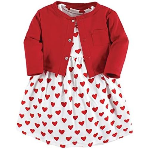 Hudson Baby Baby Girls' Cotton Dress and Cardigan Set