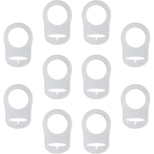 10 Pack Clean Pacifier Clip Silicone Adapter Holder Rings for Pacifier (Food Grade, Clear)
