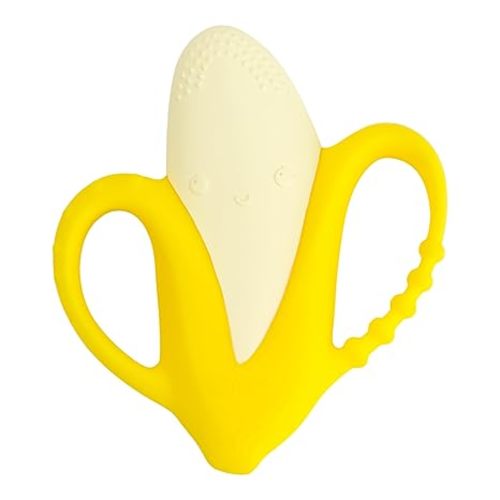 Infantino Lil’ Nibbles Textured Silicone Teether, BPA-Free Baby Teething Toy, Soft, Easy to Hold, Sensory Stimulation for Infants, Banana