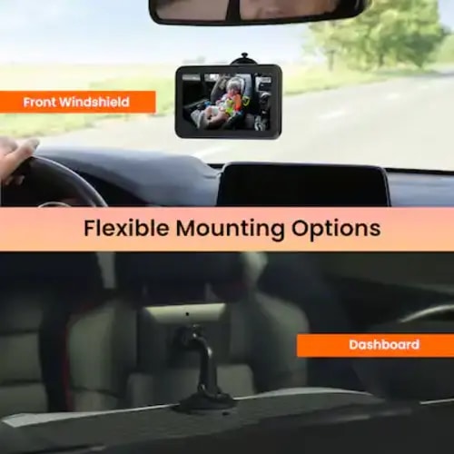 Rexing - BC500 In-Car Baby Cam with Monitor – HD 1080p & Infrared Night Vision - Black