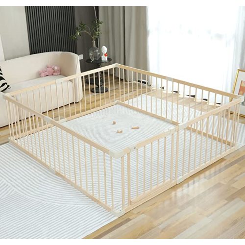 Baby Playpen Play Fence Gate Play Pen Wood Large,Playpens for Babies and Toddlers Kids Indoor,Baby Play Yards Gym