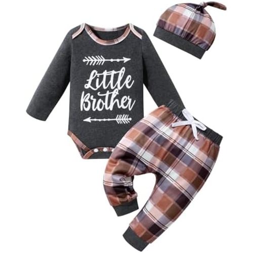 Baby Boy Clothes Newborn Boy Outfit Letter Print Romper Camouflage Pants Hat 3PCS Fall Winter Outfits Set