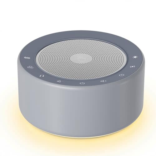 Kipcush White Noise Machine - Soft Non-Glare Nursery Lamp, 30 Soothing Sounds, 8 Color Lights, Max 8-Hour Timer for Baby & Adults (1 Grey, Standard)