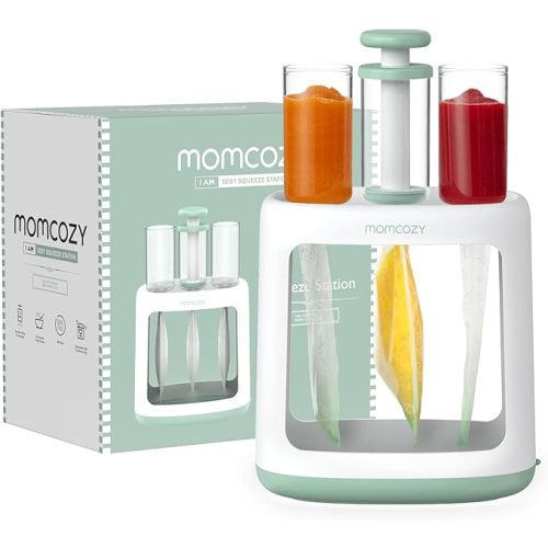 Momcozy Squeeze Station For Homemade Baby Food,Pouch Filling Station For Puree Food For Babies&Toddlers,No Food Splashing,Dishwasher Safe,BPA-Free,With Reusable Bags