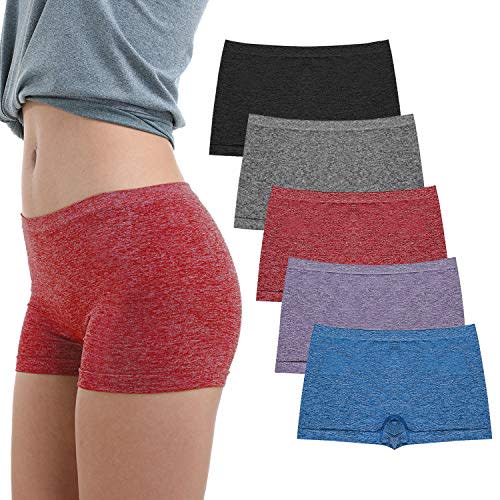 LALESTE Women's Boyshort Underwear Full Coverage Seamless Panties Soft Stretch Boxer Briefs 5 Packs