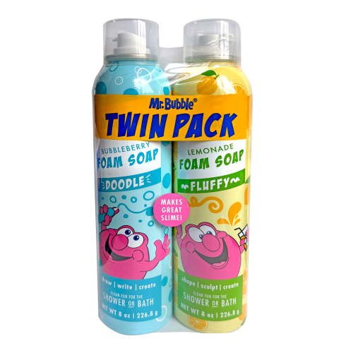 Mr. Bubble Foam Soap Twin Pack, Kids Bath Play Spray, Fun Colored Scents, Safe for Children, 16 oz.
