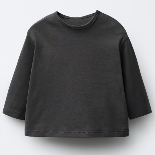 PLAIN LONG SLEEVE T-SHIRT - Gray | ZARA United States