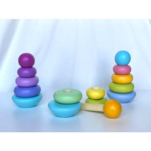 Wooden Ring Stacking Pyramid Pastel