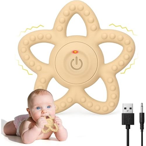 BUSOHA Vibrating Sensory Chew Toy - Baby Teething Toys Sensory Toys for Autism and ADHD Toddler Kids Calming Travel Teether Essentials for Airplane Car Gifts for Babies 6-18 Months