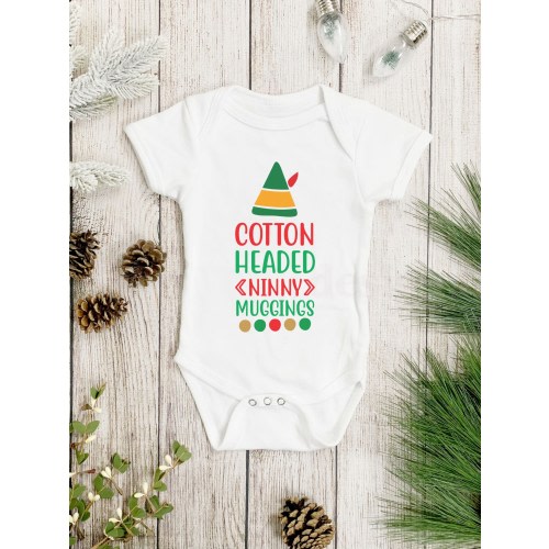 Elf Themed Baby Bodysuit, Unisex, Kids, Baby, Clothing, Funny, Christmas, Holiday, Movie, Ninny, Muggins, Humor