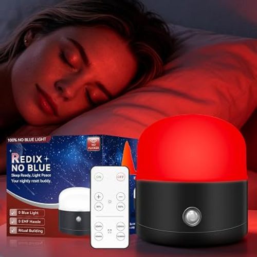 Neporal REDIX 670nm Red Light for Sleep, 100% Blue Light Blocking, 360° Red Light Night Light with Remote & Touch Control, Dimmable & 4 Timer Sleep Aid for Melatonin Promoting for Bedroom