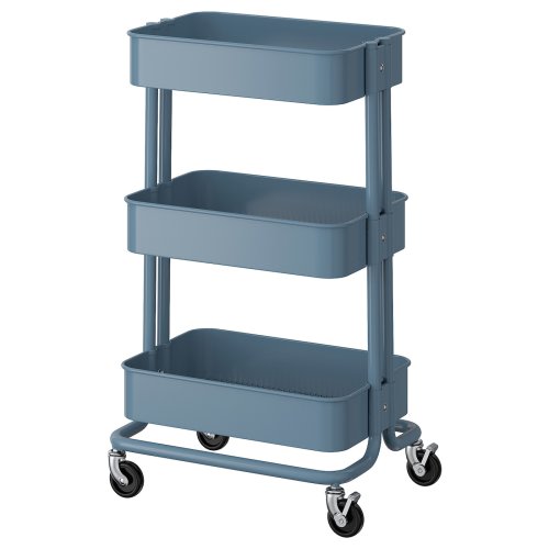 RÅSKOG Trolley - grey-blue 35x45x77 cm