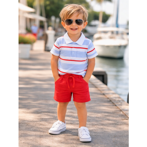 Polo Shirt & Everyday Short Set, Preppy Rugby