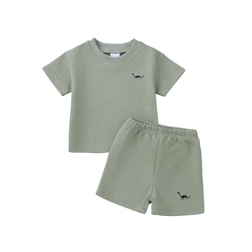 Rosibel Baby Boy Clothes Toddler Boys Outfits Summer Clothing Set for 6M-3Y | Wrinkle-Resistant,Shape-Retaining,Breathable and Comfortable,Easy On and Off,Summer Short-Sleeved Set.