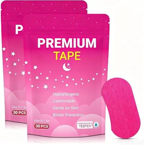 Mouth Tape for Sleeping 60 Pack, Athletic Tape Wrap Breath Training Tape Nasal Strips for Adults Athletes Breathing(Pink-60 pcs)