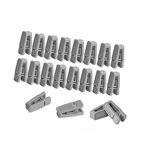 Aoshang 20 Pack Plastic Finger Clips for Hangers,Slim-line Finger Clips Plastic Hanger Clip for Velvet (Gray)