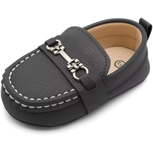 LONSOEN Baby Girls Boys Loafers Prewalker Dress Crib Shoes