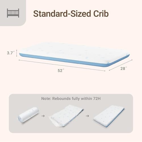 MAMAZING Baby Crib and Toddler Mattress, 2-Stage Breathable Mattress, Non-Toxic, Waterproof Sleep Surface, Machine-Washable Cover for Easy Care, Fits Any Standard Full Size Baby Crib & Toddler Bed
