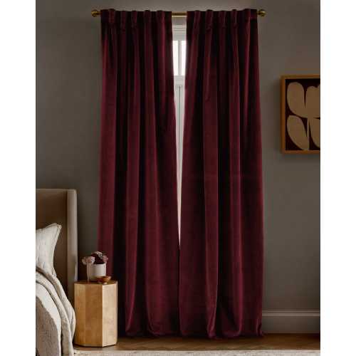 Cotton Velvet True Blackout Curtain in Bordeaux